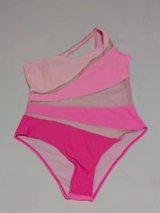 Swmmer Liket Sexy Einteiler One Shoulder Slimming Mesh Badeanzug Pink Größe Medium - Bild 1 von 12