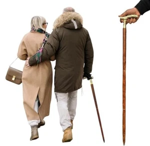 SOLID BRASS HANDLE MOBILITY WOODEN SHAFT WALKING CANE CASUAL DAILY UNISEX CANE - Picture 1 of 6