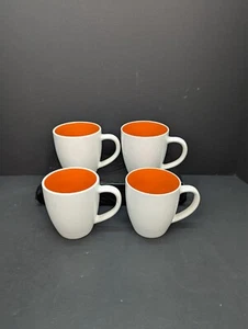 Rachael Ray Rise White and Orange Coffee Tea Mugs 10 Oz Lot of 4 - Picture 1 of 7
