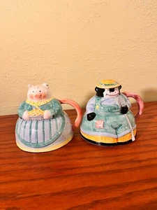 Down Home Collection Pig Cow Farmhouse Farm Salt & Pepper Shakers Vintage New - Picture 1 of 4