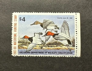 WTDstamps - 1987 OKLAHOMA - State Duck Stamp - Mint OG NH - Picture 1 of 2