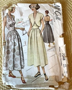 Vintage 50er Jahre Misses Neckholder Kleid & Bolero Schnittmuster McCall 7248 Größe 14 - Bild 1 von 5
