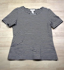 Neiman Marcus Damen tailliertes T-Shirt Oberteil gestreift schwarz & weiß Größe Small - Bild 1 von 4