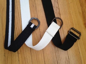 Mens' Black, White, & Black & White-Stripe 36-40" Casual Slip Buckle Web Belts - Picture 1 of 5
