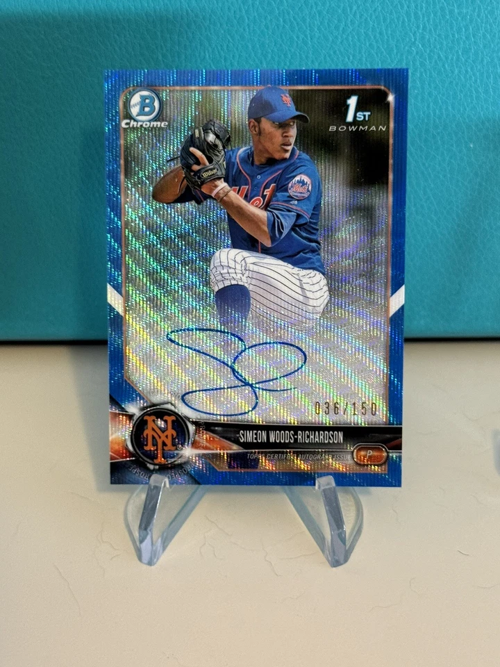 SIMEON WOODS-RICHARDSON 2018 Bowman Chrome Blue Wave Refractor Auto 36/150 Twins - Image 1 of 1