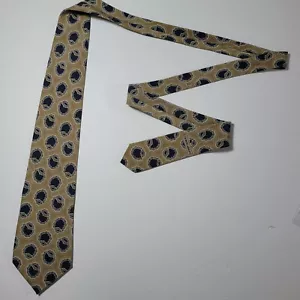 Giorgio Armani Men's Silk Necktie Gold & Blue Striped Handmade In Italy - Picture 1 of 7