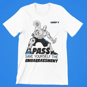 AND1 Pass Save Yourself Embarrassment Front Only And One Basketball T-Shirt - Picture 1 of 16