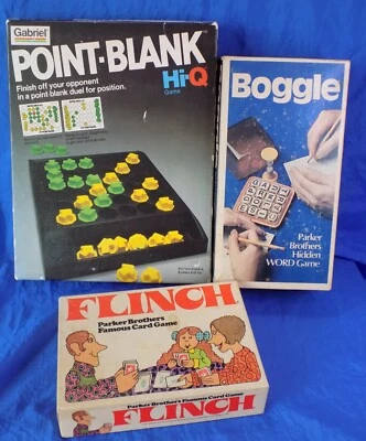 Vintage GAME LOT w/ BOGGLE Flinch POINT-BLANK 100% Complete x3 - Image 1 of 4
