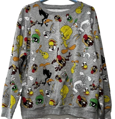 Sudadera Looney Tunes Cuello Redondo Estampado Completo Bugs Bunny Piolín Mujer Talla XL Foto 1 de 4