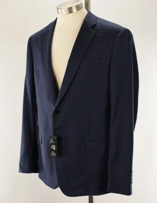 ARMANI EXCHANGE Men Blue Black Check SLIM Fit Wool Stretch Suit Jacket 36 S NWT - Image 1 of 2
