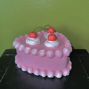 NEW Faux Valentines Day Cherry Pink Lambeth Cake Tabletop Food Decor - Picture 1 of 4