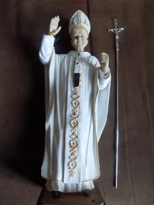 PAPE Statue PAPE décorée à la main, RELIGION EGLISE JESUS MARIE 30cm CRECHE NOEL - Foto 1 di 7