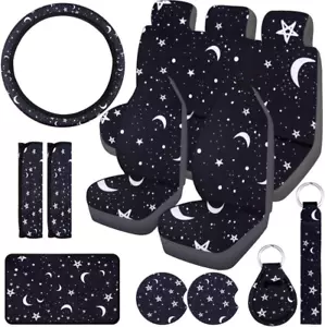 15 Stück Mond und Sterne Autositzbezug Komplettset für Damen Herren Upgrade Dick Fro - Bild 1 von 12
