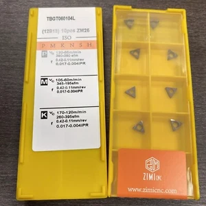 10PCS TBGT060104L ZM25 CARBIDE INSERTS FOR 1/2 SHANK INDEXABLE BORING BAR - Picture 1 of 4