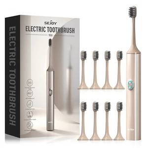 SEJOY Electric Sonic Toothbrush Rechargeable Deep Clean Teeth with 8 Brush Heads - Picture 1 of 8