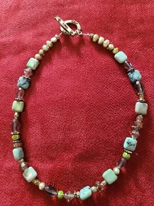 Vintage Multi Bead Necklace 15.5” With Unique Closure - Picture 1 of 4