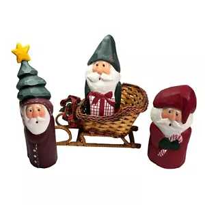 3 Collectible Eddie Walker 4.5'' Santa Figures w/Sleig Midwest Cannon Falls OR77 - Picture 1 of 9