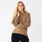 Nwt Womens Nine West Cognac Brown Sz Large Soft Top Texture Long Slveeve Sweater