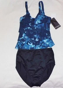 NEU Magicsuit 2-teiliger Badeanzug Tankini neu mit Etikett $ 150 Größe 8 Oberteil 10 Unterteil Rüschen blau - Bild 1 von 10