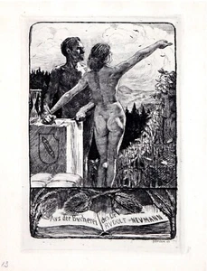 HEROUX - Ex libris Rudolf Neumann, 1903 - Radierung - Radierung - Symbolik - Bild 1 von 1