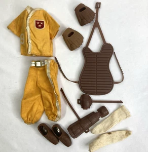 Big Jim Action Figure Baseball Catcher Uniform With Original Gloves 1970s - Picture 1 of 7