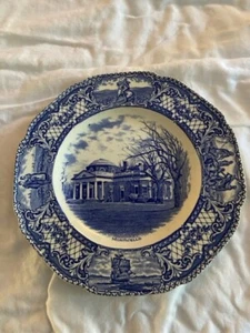 Vintage Crown Ducal Blue "Colonial Times" Plate: Monitcello - Picture 1 of 4