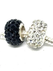 Pulsera con cuentas espaciadoras blancas o negras - Regalo de cumpleaños de plata de ley S925 - Imagen 1 de 17