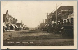 SUPERIOR NE BUSINESS STREET ANTIQUE REAL PHOTO POSTCARD RPPC - Picture 1 of 2