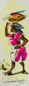 Kenneth Abedana Spencer (1929-2005). Jamaican artist. Lady selling fish. - Picture 1 of 1