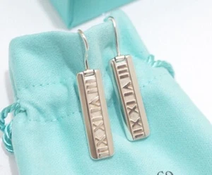 Tiffany & Co. Sterling Silver Atlas Bar Hook Dangle Earrings - Picture 1 of 5