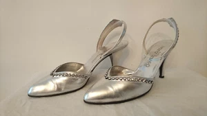 Sandales décoltés (1982) "Argent-strass" - CHARLES JOURDAN Paris   - T.37,5 - Picture 1 of 4