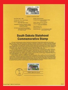 US SP853 / 2416 South Dakota Statehood FLOWER Souvenir Page Zayix Stamps 0311S12 - Picture 1 of 1