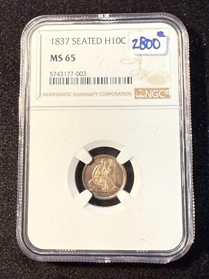 1837 SEATED LIBERTY HALF DIME NGC MS 65 - Image 1 of 4