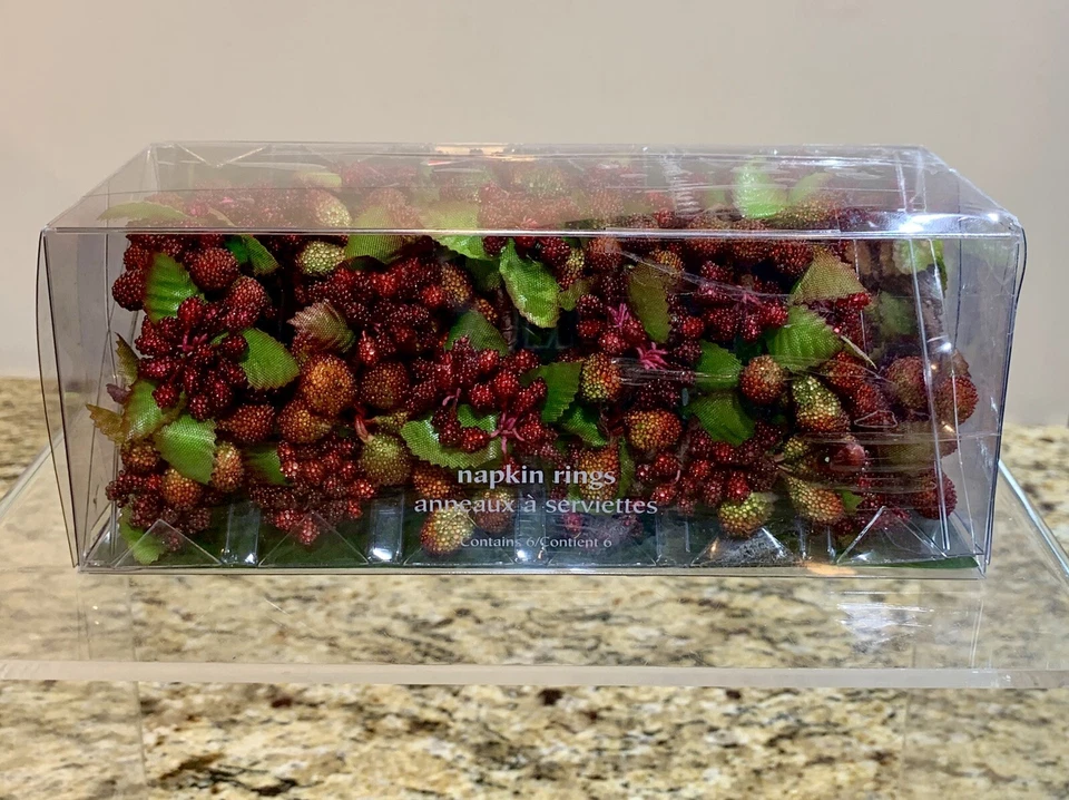 Juego de 6 anillos de servilleta Pier 1 bayas corona vid NUEVO EN CAJA vacaciones otoño Foto 1 de 3