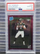 2021 Donruss Zach Wilson Season Stat Line Rated Rookie RC #192/500 PSA 10 GEM