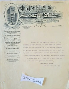 1903 New York JNO. J. MITCHELL CO. AMERIKANISCHER MODEDESIGNER FIFTH AVENUE - Bild 1 von 2