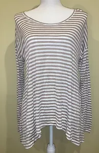 Jack By BB Dakota Womens Shirt Long Sleeve Striped Khaki Sharkbite Size Medium - Picture 1 of 7