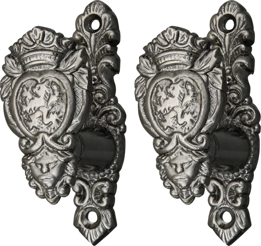 Set of 2 Rampant Lion Shield Gun Sword Knife Weapon Wall Mount Display Holders