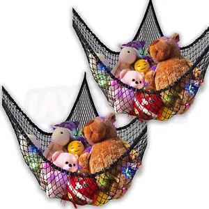 2 PCS Hammock Toy Net Organizer Plush Animals Net with LED Light Hanging Storage - Picture 1 of 8