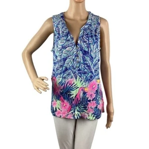 Lilly Pulitzer Essie Top Size M Bennet Blue Let’s Mango Print Sleeveless - Picture 1 of 7