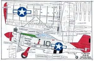023 P-51 D 21" Spannweite 1/2 A C/L Profil PLAN. - Bild 1 von 2