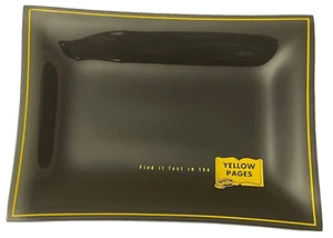 Find It Fast In The Yellow Pages Prinzessin Telefon Schwarz Glas Tablett 6 3/4" x 5" - Bild 1 von 3