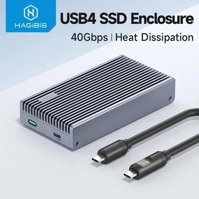 Hagibis 40Gbps USB4 M.2 NVMe SSD Enclosure LED Display Thunderbolt 4/3 Case - Image 1 of 4