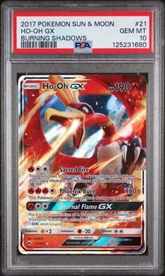 2017 POKEMON SUN & MOON BURNING SHADOWS #21 HO-OH GX PSA 10 - Image 1 of 2