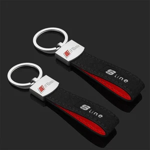 2 pieces Audi S line key rings leather/metal - Picture 1 of 2
