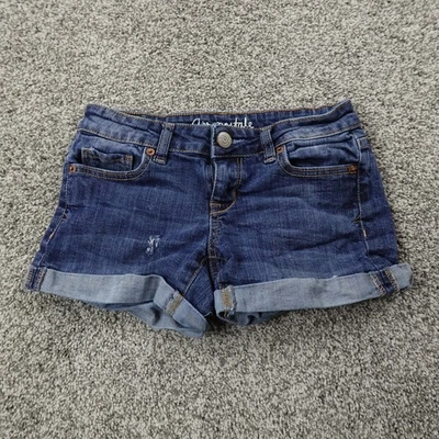 Pantalones Cortos Aeropostale Para Mujer 00 Azul Denim Jean Tiro Ultra Bajo Mini Micro Midi Y2K Foto 1 de 4