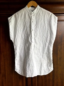 Nomade White Linen Top XS Lagenlook Classic Minimal Quality Fabric Coastal - Picture 1 of 9