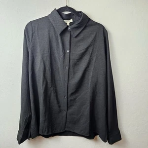 Nine Britton Top Damen Gr. XL Schwarz Langarm Kragen Knopfleiste Neu mit Etikett - Bild 1 von 6