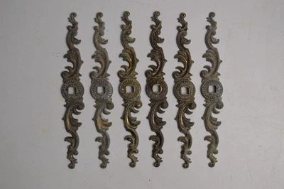 6 Vintage Furniture Hardware Brass Plate #3875 Lot Collectible Filigree Knob - Image 1 of 4