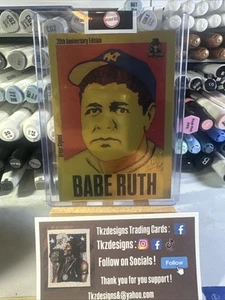 1948 Leaf Babe Ruth Style Sketch Card Gold Print 1/1 Signed By Artist Tony K. - Picture 1 of 2